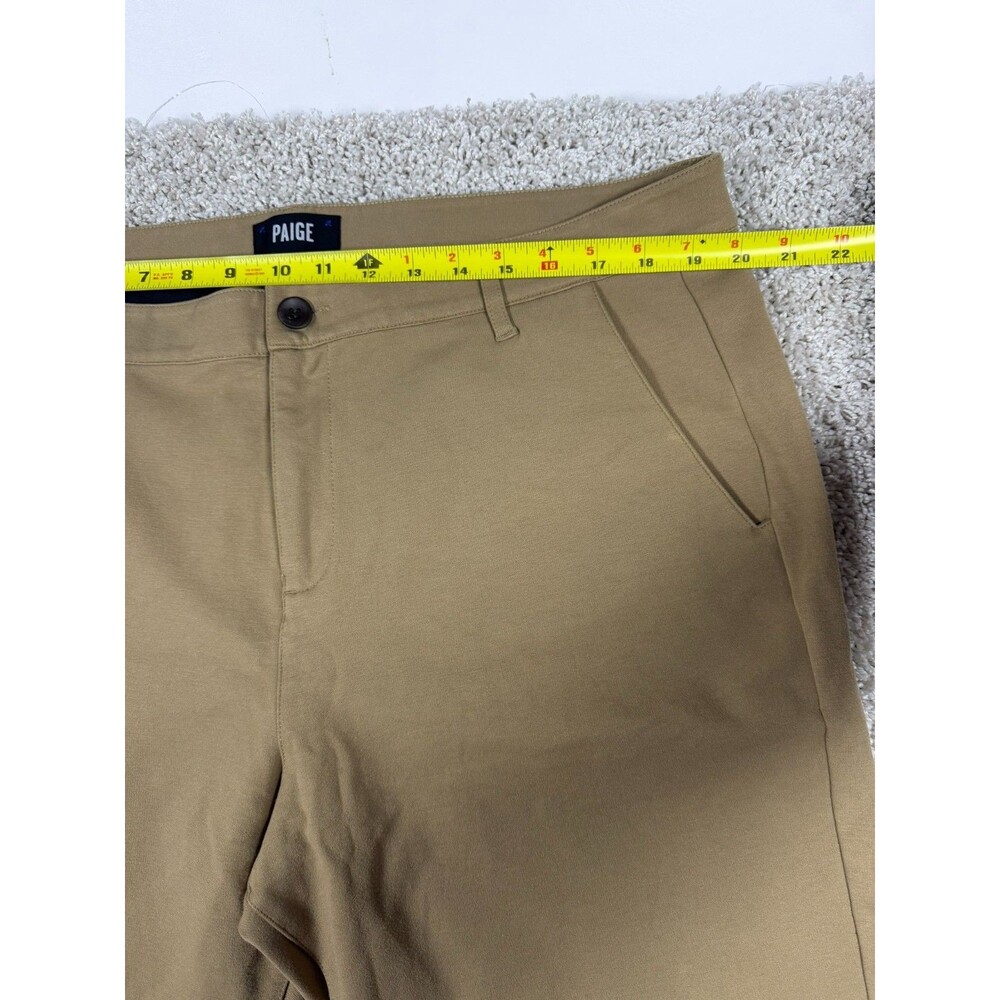 PAIGE Mens Dress Pants Size 38 Khaki Stretch Flat Front Casual Chino - Picture 2 of 12